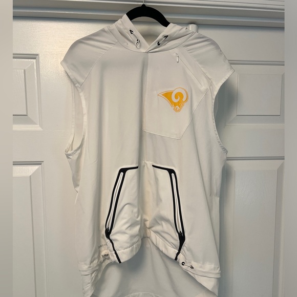 Nike LA Rams Team Issued Alpha Fly Rush Sleeveless Pullover Hoodie White Large - Picture 1 of 5